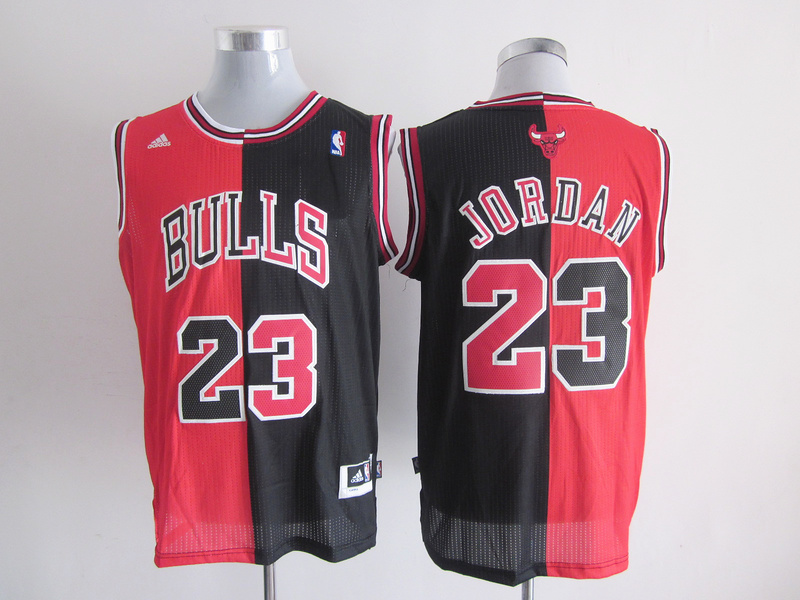  NBA Chicago Bulls 23 Michael Jordan Swingman Split Black Red Jersey